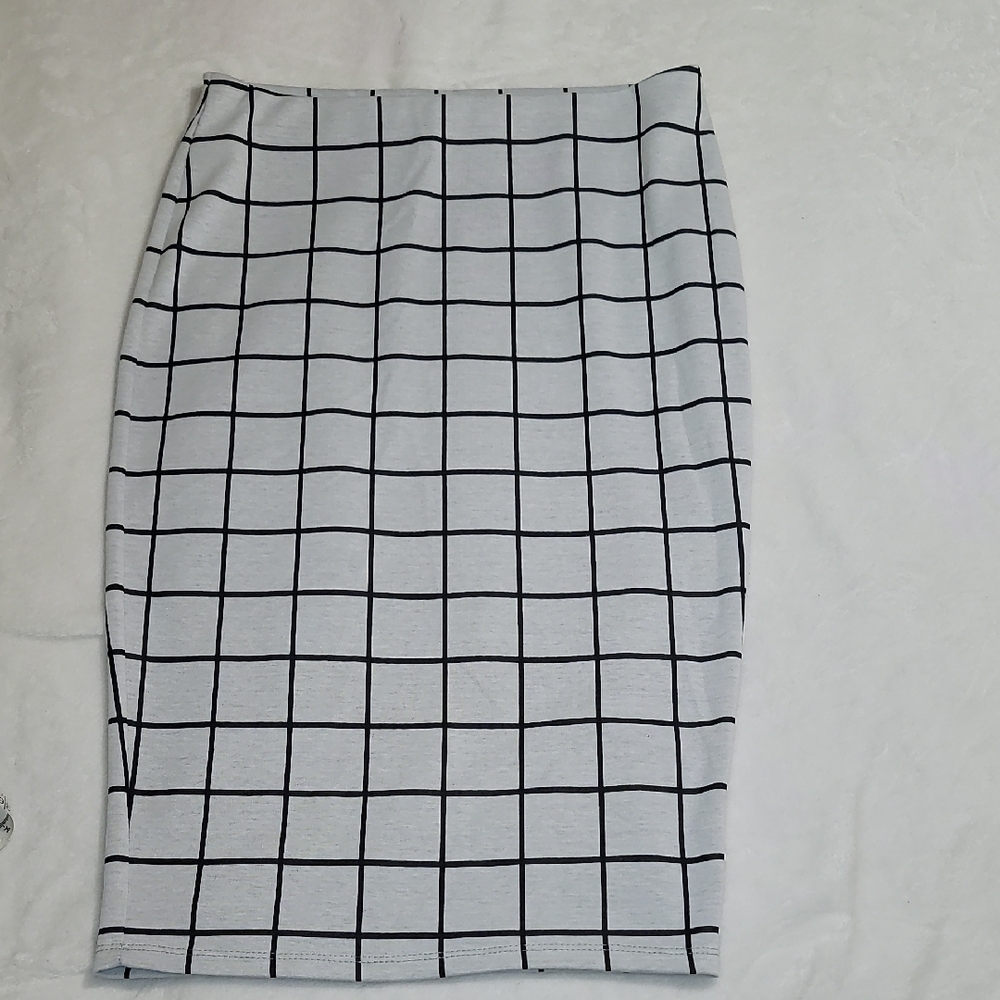 Jules & Leopold Black and White Checkered Pencil Skirt